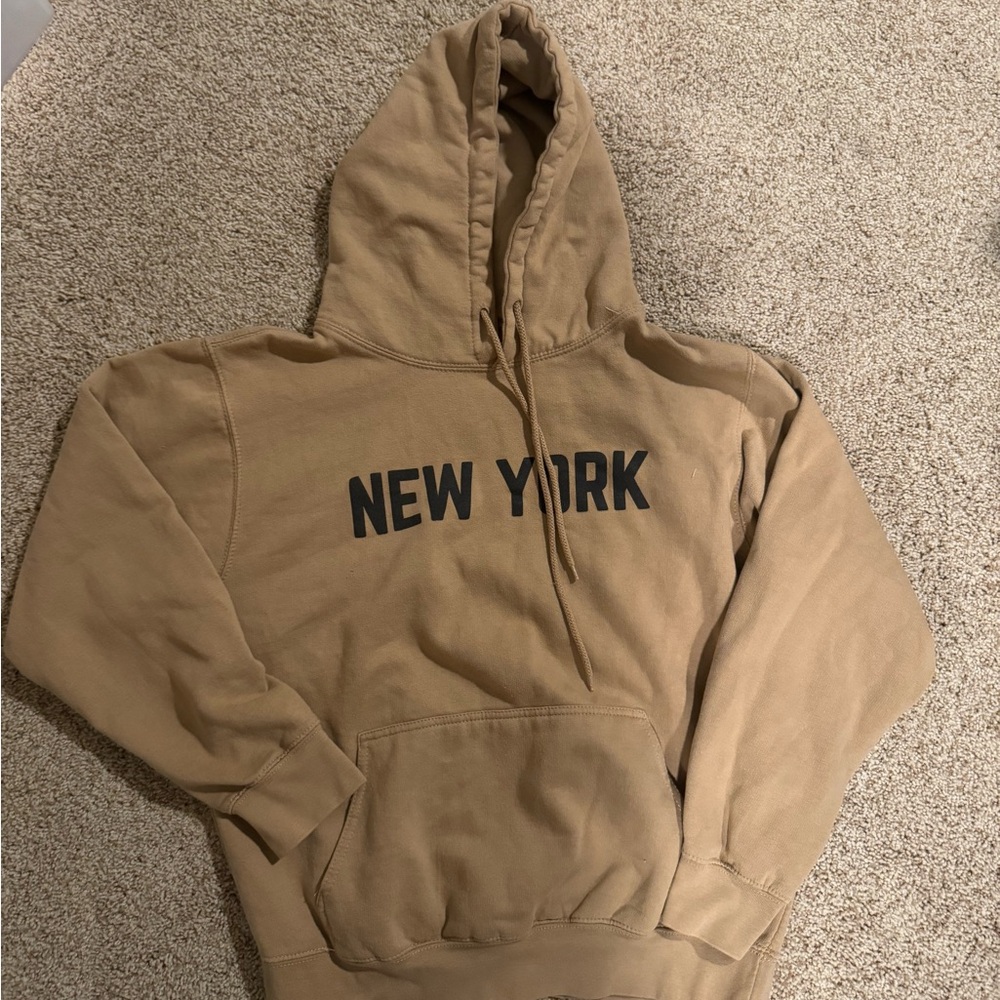 Departure Tan Hoodie || New York Print - Picture 2 of 4